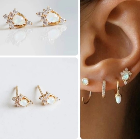 Dainty Fire Opal Earrings - Picture 5 of 6